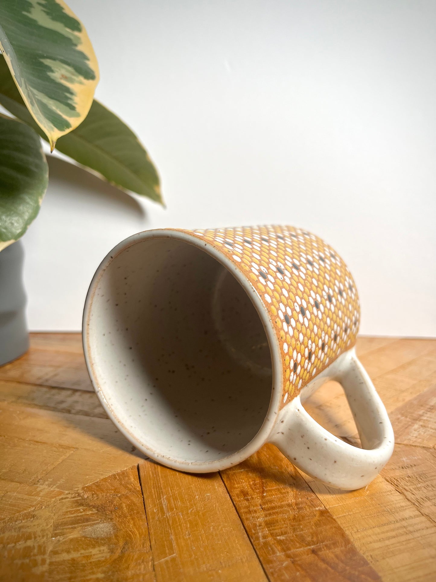 White & Yellow Floral Tile Mug