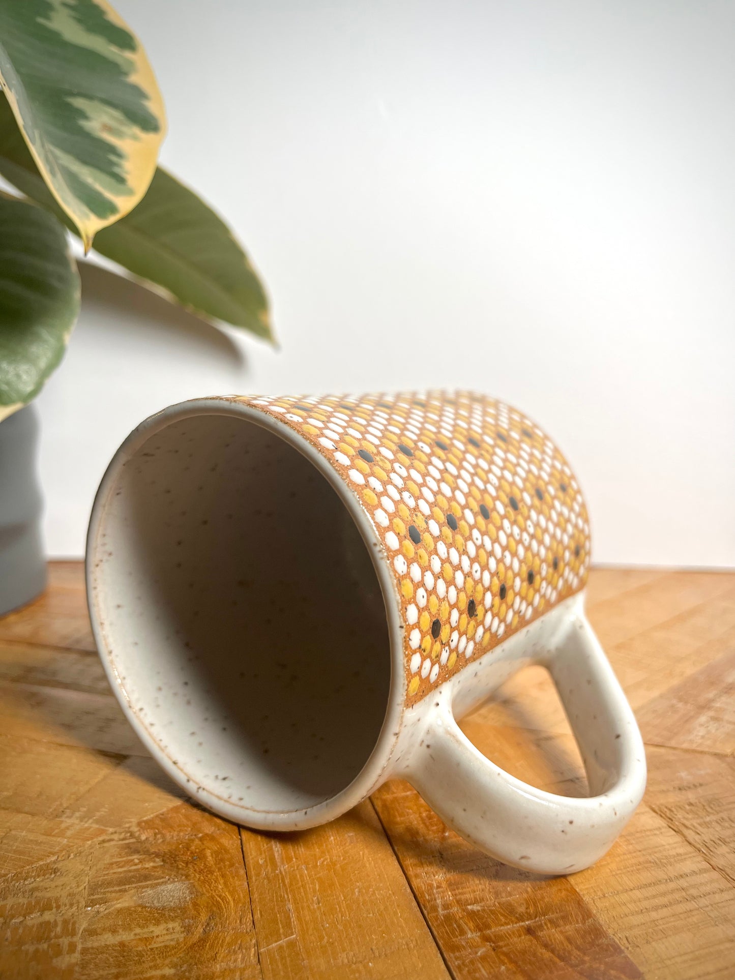 Yellow & White Floral Tile Mug