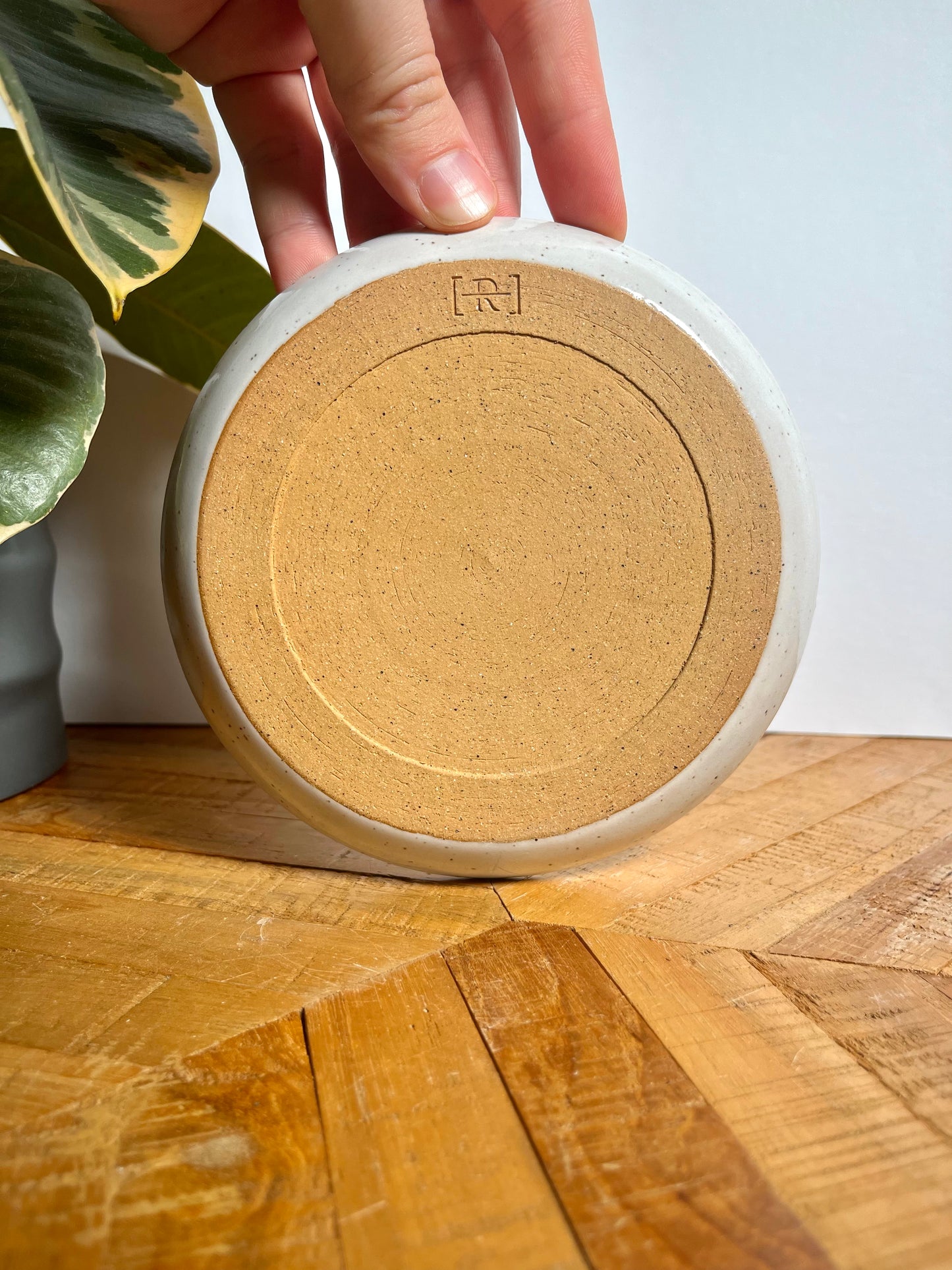 Small Green and White Floral Tile Plate