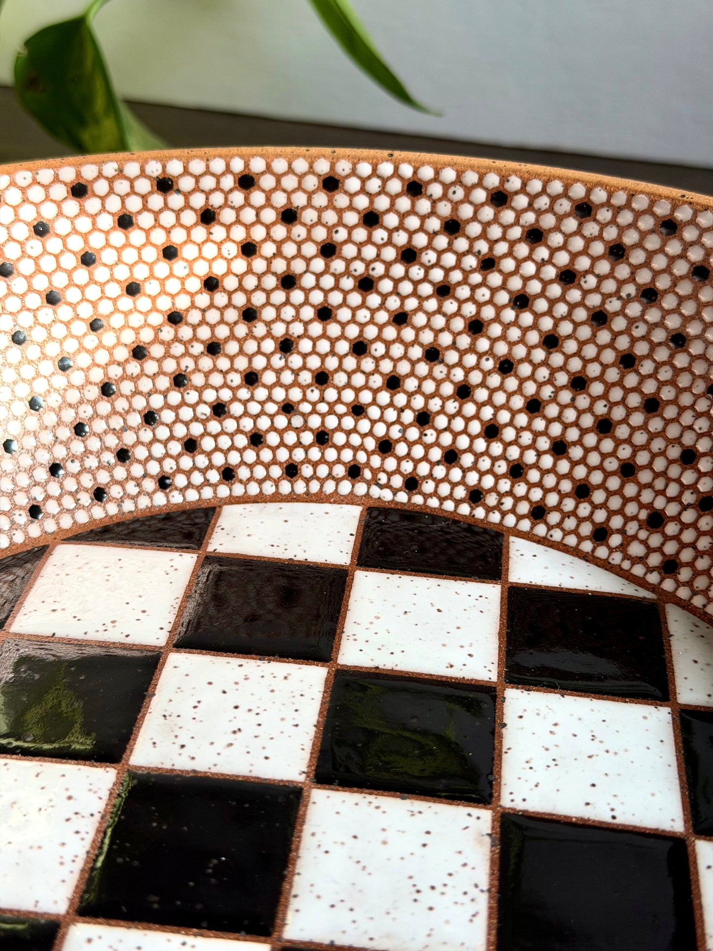 Counter Bowl w/ Checkerboard & Hex Tiles