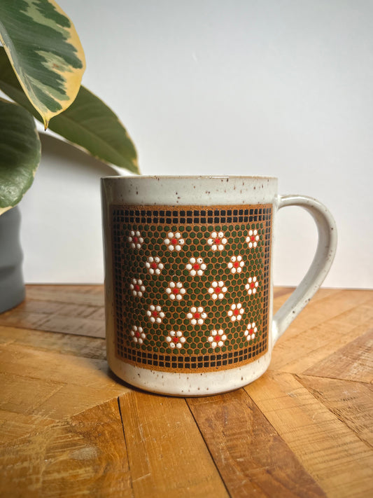 Right-handed Green and White Tile Mug