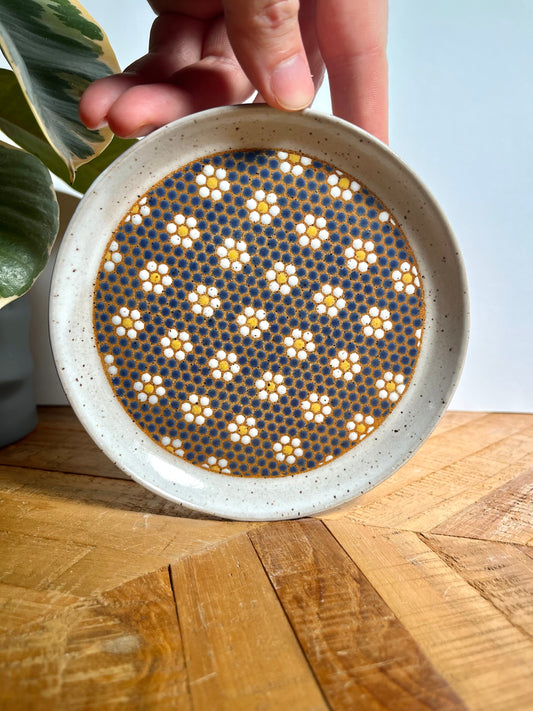 Small Blue and White Floral Tile Plate #2