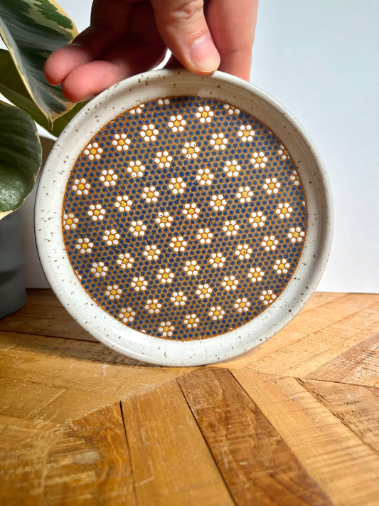 Small Blue and White Floral Tile Plate #1