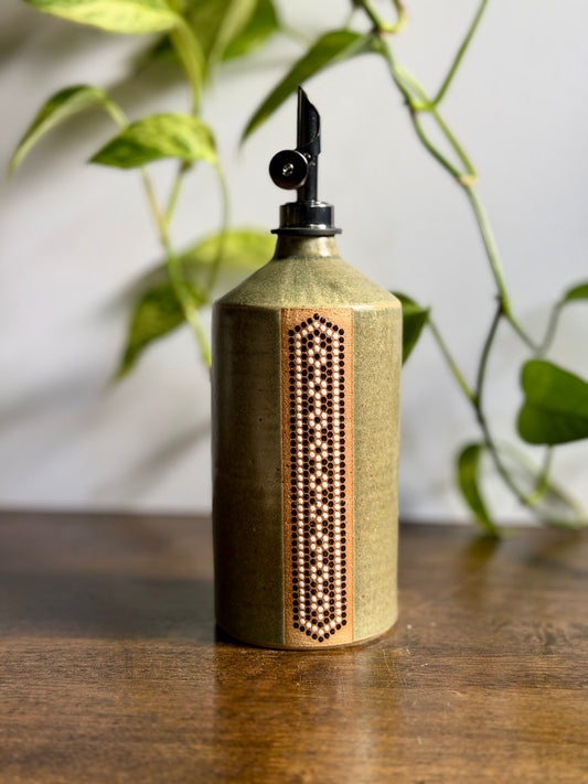 Satin Green Oil Bottle #3