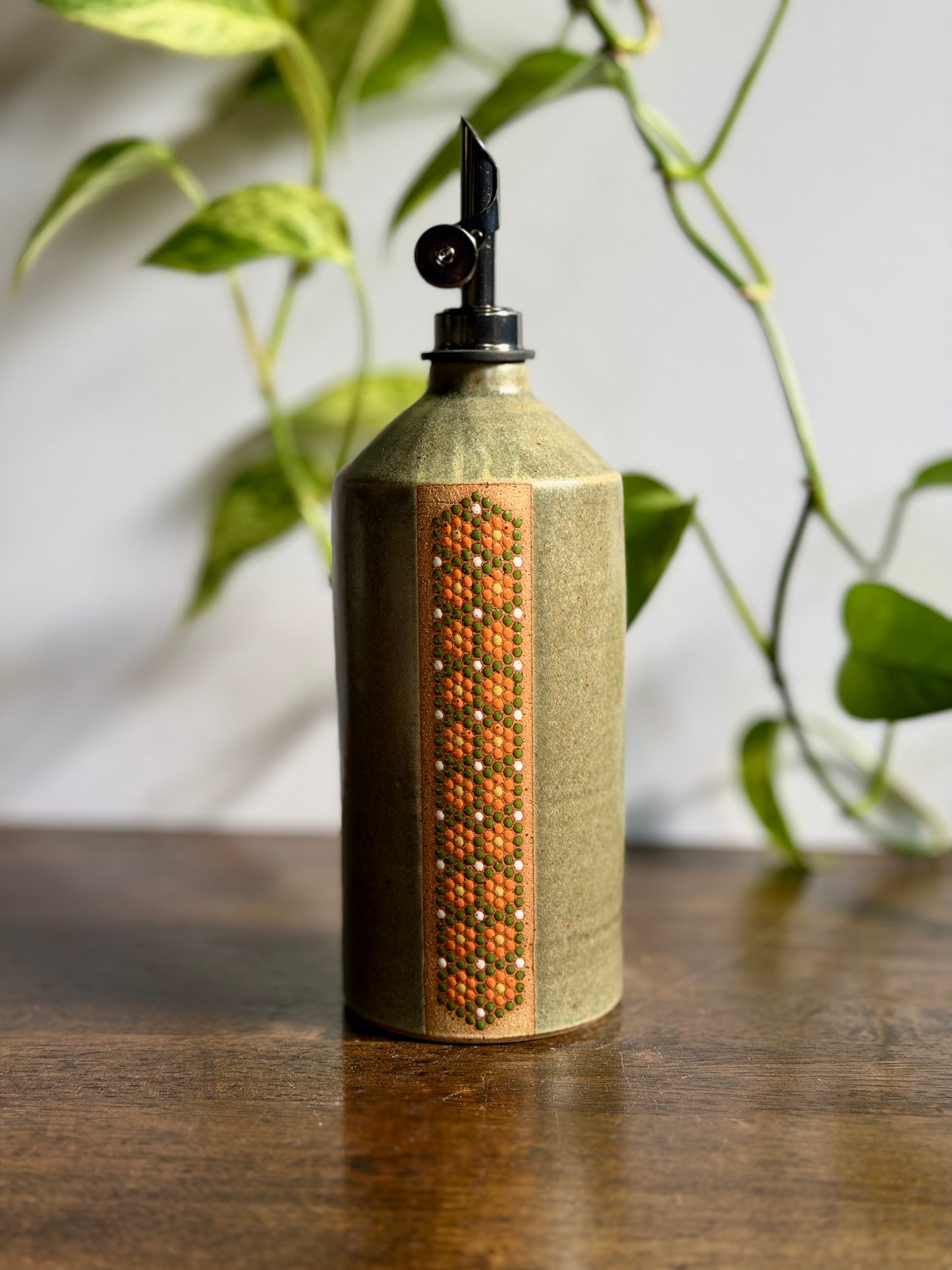 Satin Green Oil Bottle #2