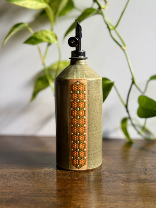 Satin Green Oil Bottle #2