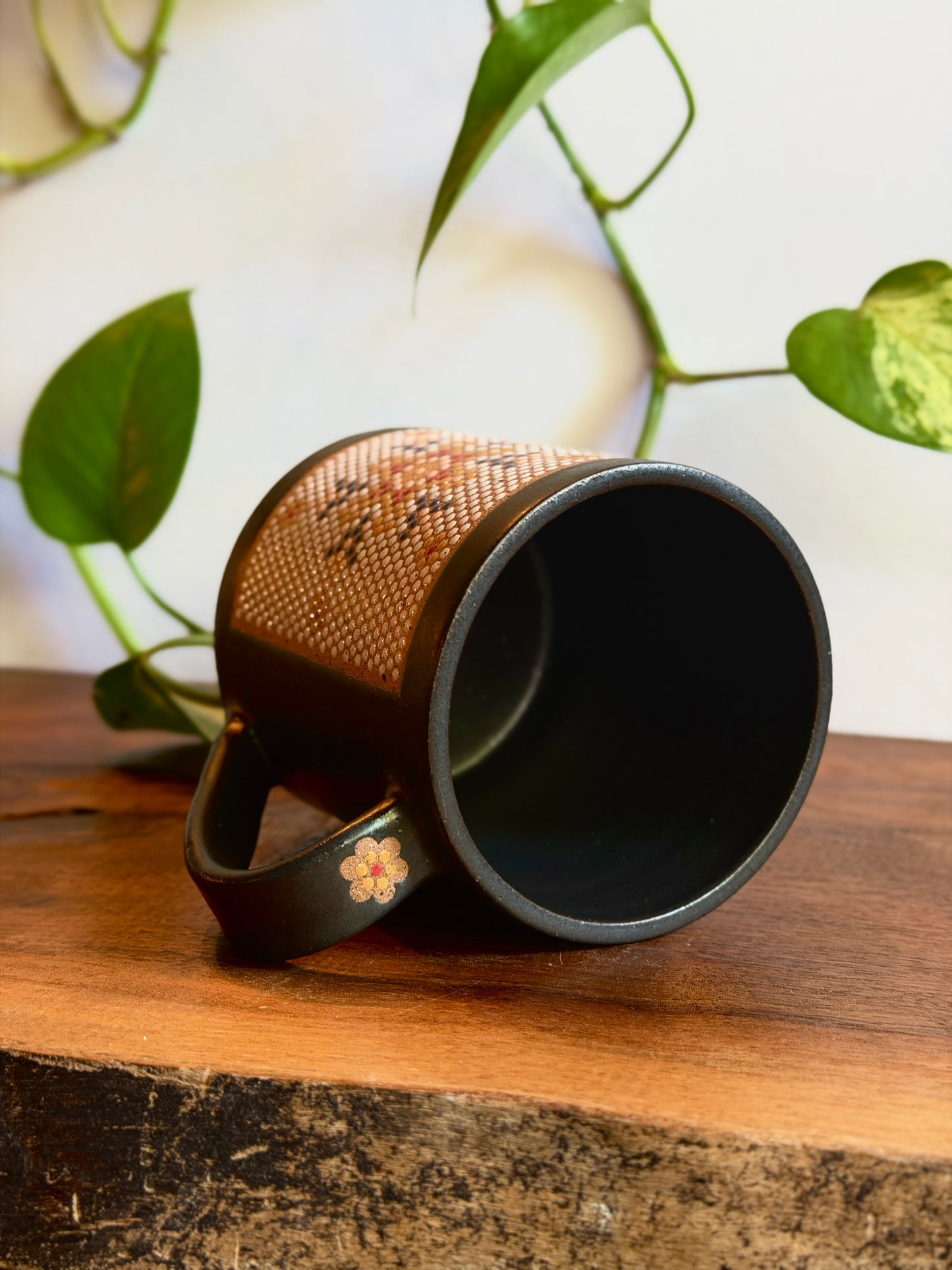 *SECONDS* Satin Black Mosaic Tile Mug #1