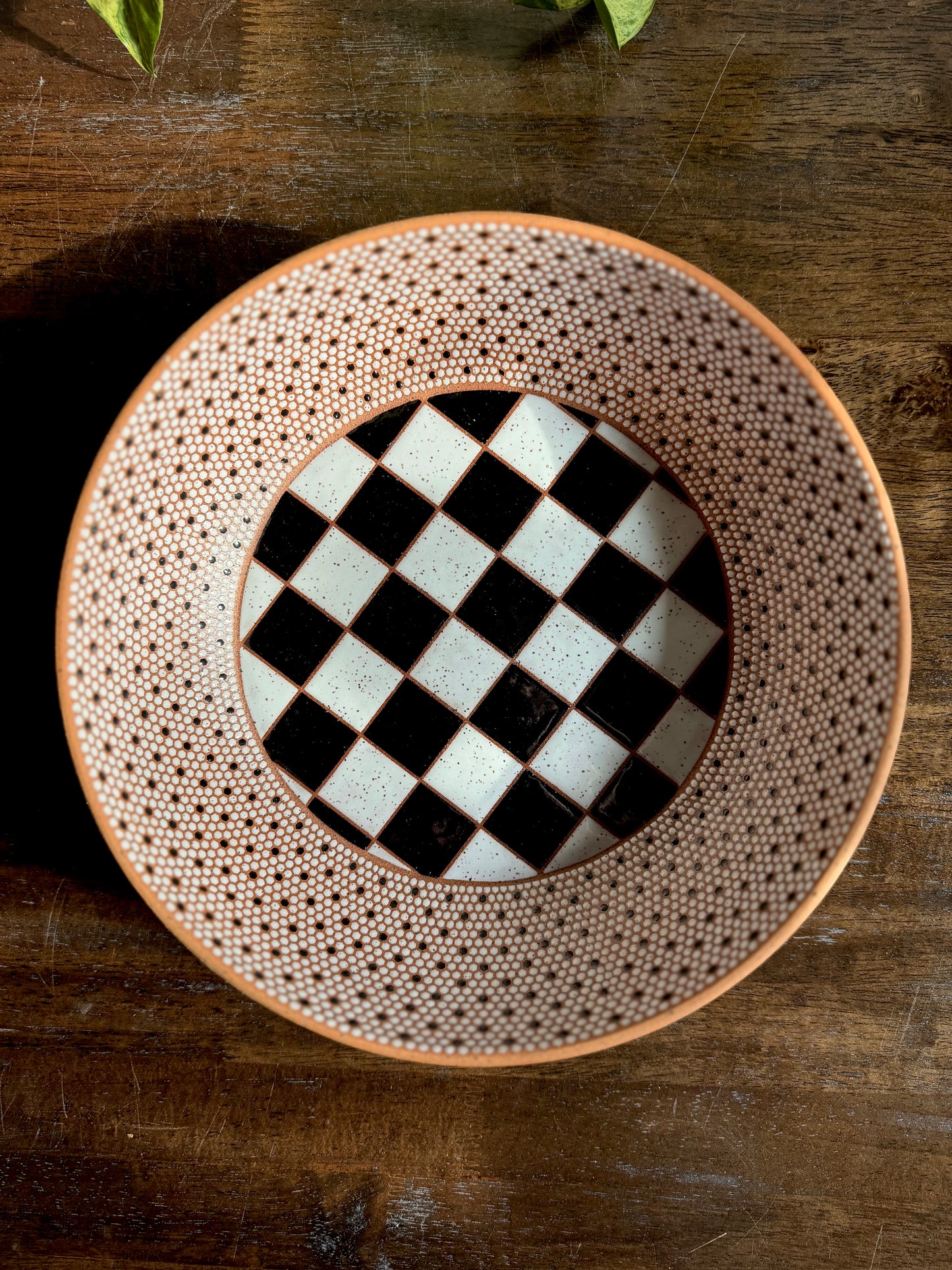 Counter Bowl w/ Checkerboard & Hex Tiles