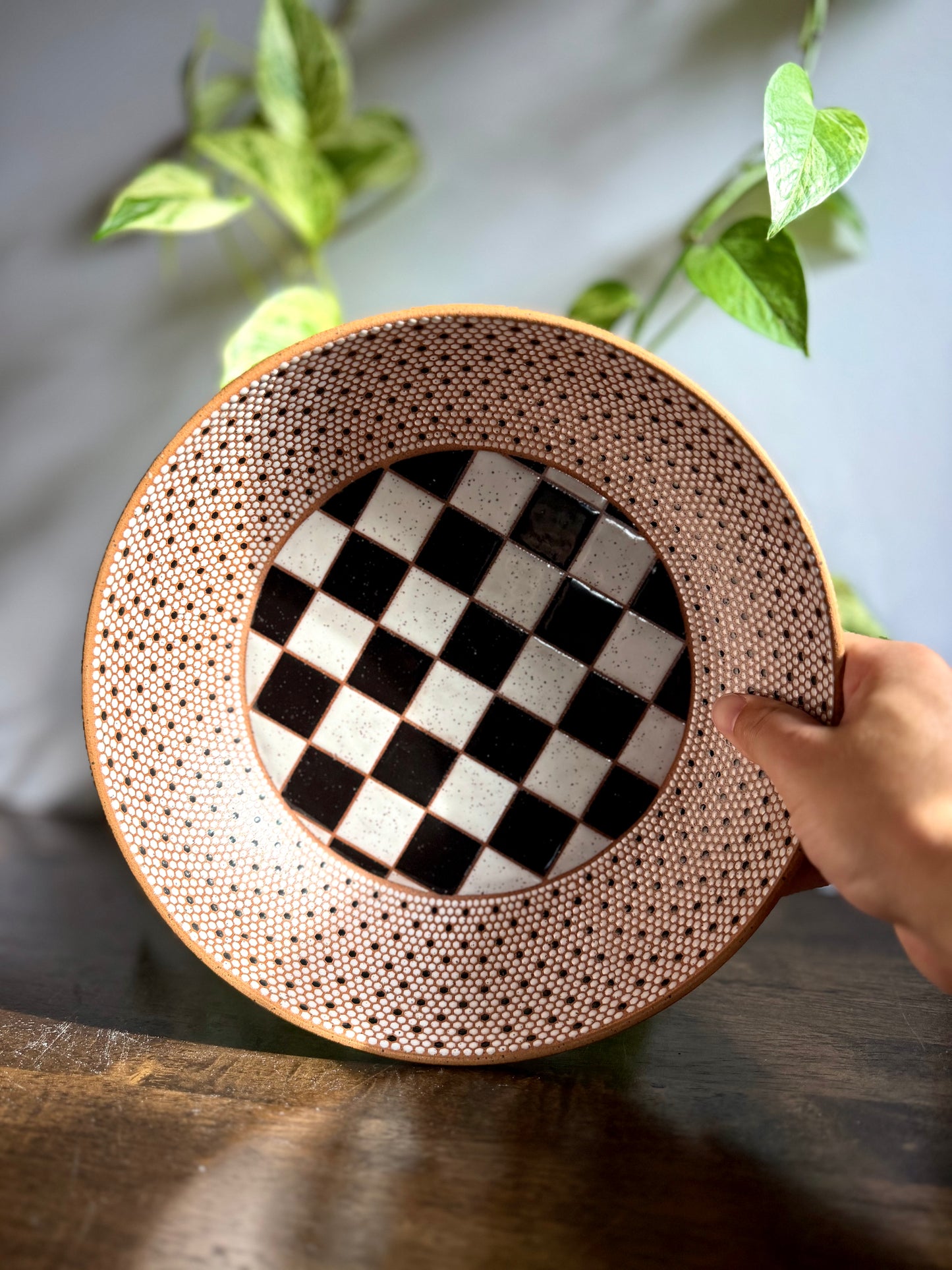 Counter Bowl w/ Checkerboard & Hex Tiles