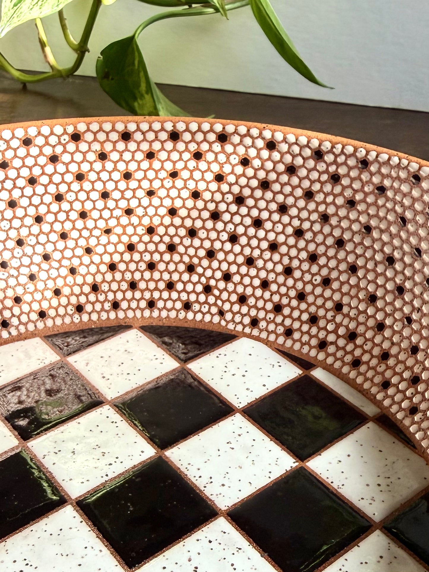 Counter Bowl w/ Checkerboard & Hex Tiles