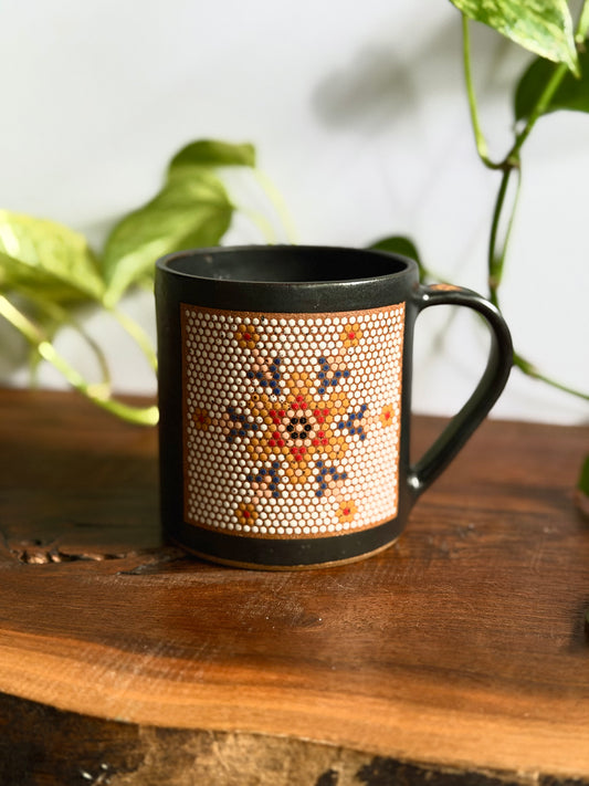 *SECONDS* Right-Handed Satin Black Mosaic Tile Mug