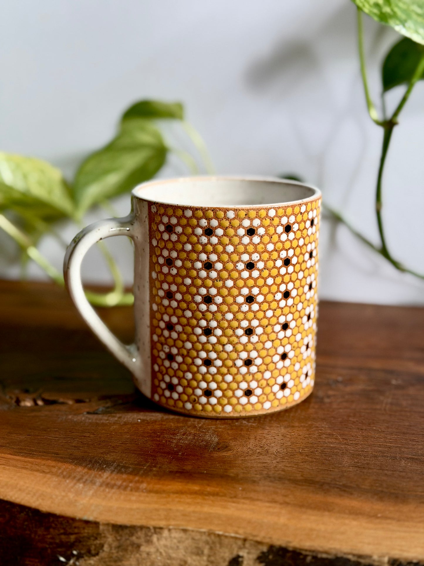 Hex Yellow Floral Mug