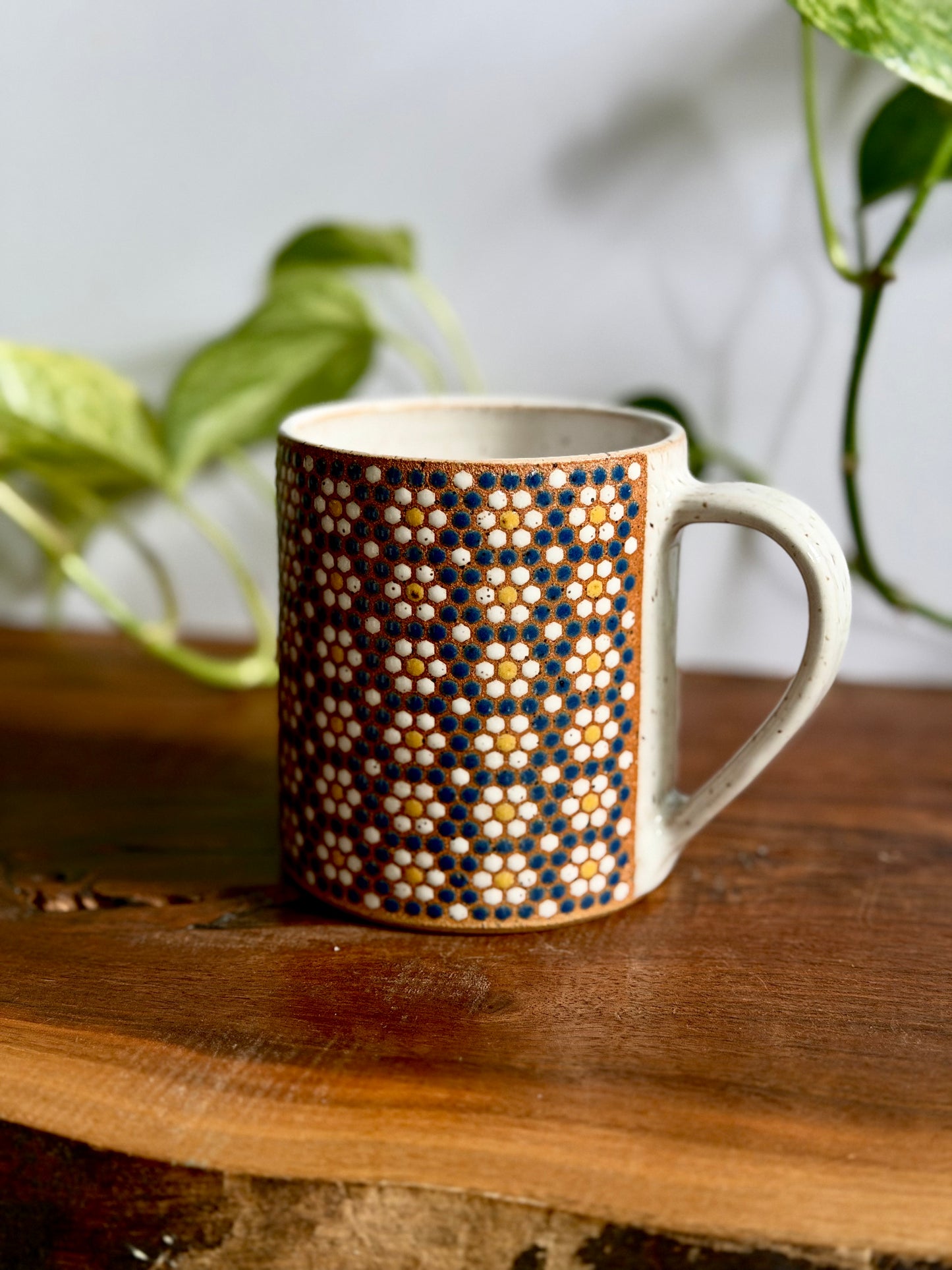 Hex Blue Floral Mug