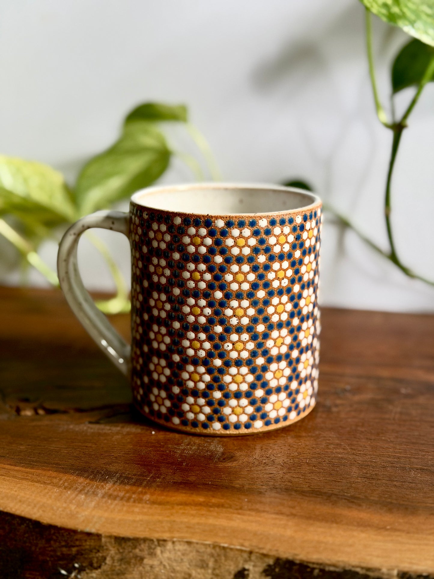 Hex Blue Floral Mug