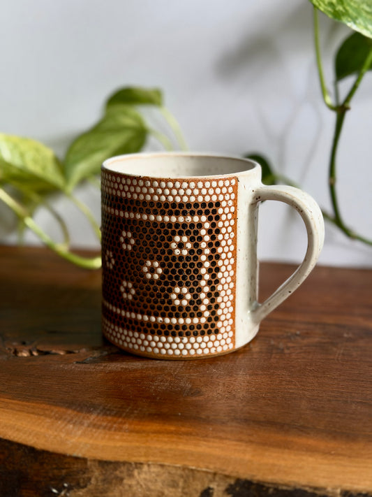 White & Black Penny Tile Mug